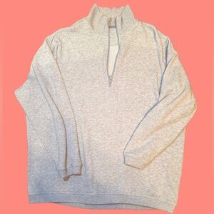 Aerie Light Gray Quarter Zip-up Sweater